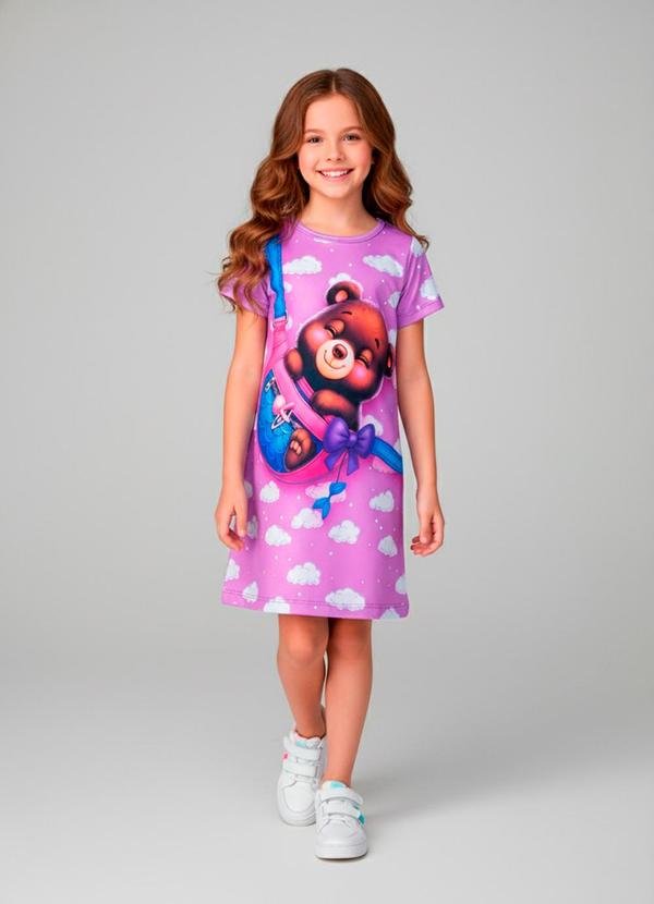 Imagem principal Vestido Infantil Urso e Bolsa Lilás Laluna Laluna