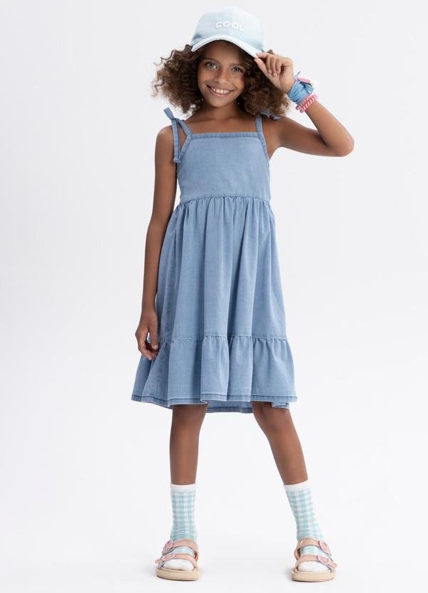 Imagem principal Vestido Jeans Curto Infantil de Alças Azul Alakazoo Alakazoo