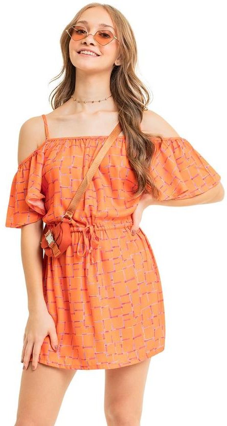 Imagem principal Vestido Juvenil em Viscose Sarjada Laranja Gloss Gloss