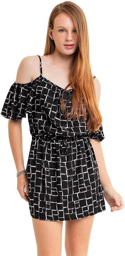 Imagem principal Vestido Juvenil em Viscose Sarjada Preto Gloss Gloss