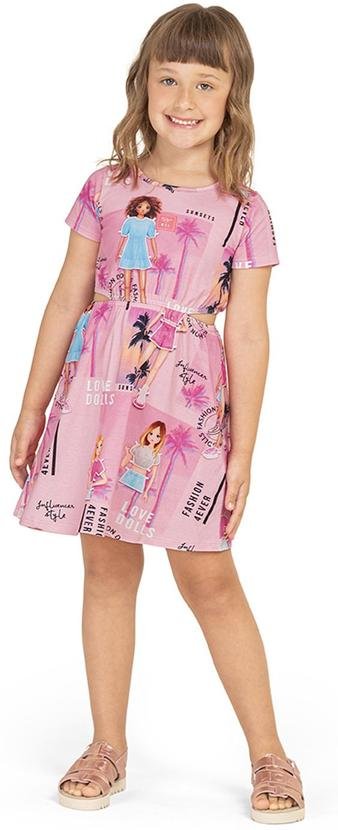 Imagem principal Vestido Manga Curta Infantil Feminino Rosa Lilica Ripilica Lilica Ripilica