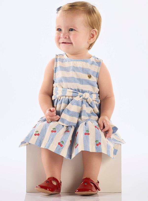 Imagem principal Vestido para Bebê em Algodão Listrado Up Baby Azul Up Baby