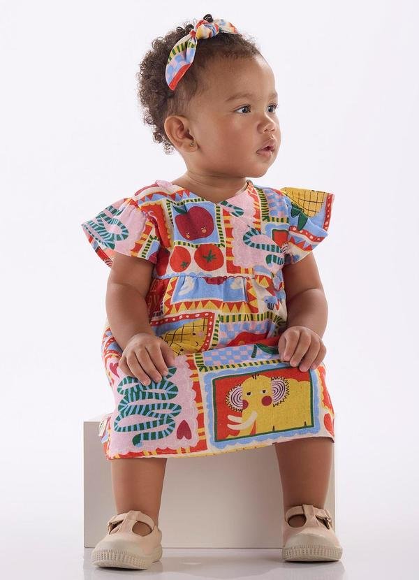 Imagem principal Vestido para Bebê em Viscolinho Três e Já Branco Três e Já