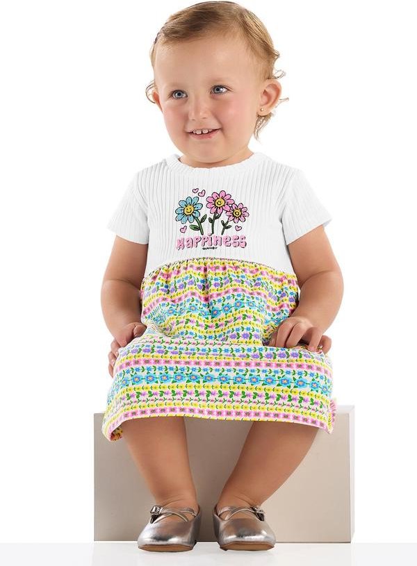 Imagem principal Vestido para Bebê Flor Feliz Quimby Branco Quimby