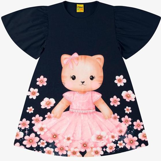 Imagem principal Vestido Poly Flex Touch - Meia Malha Azul Rovi Kids Rovi Kids