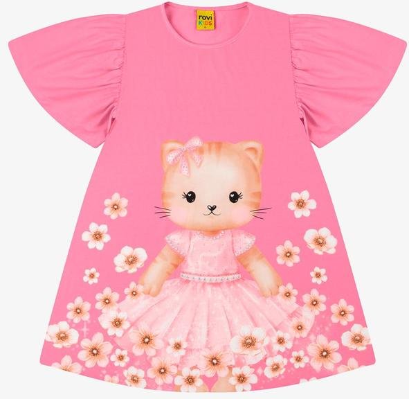 Imagem principal Vestido Poly Flex Touch - Meia Malha Rosa Rovi Kids Rovi Kids