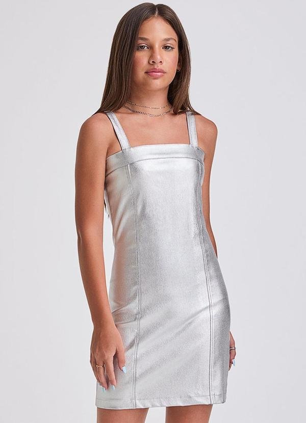 Vestido Reto Prata Prata