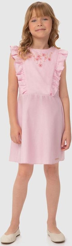 Imagem principal Vestido Rosa Curto Godê Maquinetado Carinhoso Carinhoso