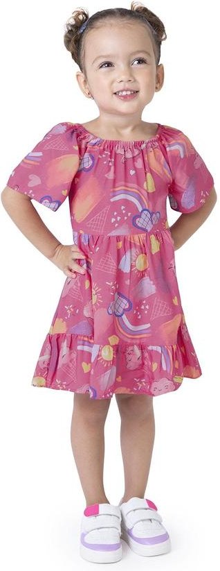 Imagem principal Vestido Rosa Escuro Arco-Íris Marias Malwee Kids Malwee Kids