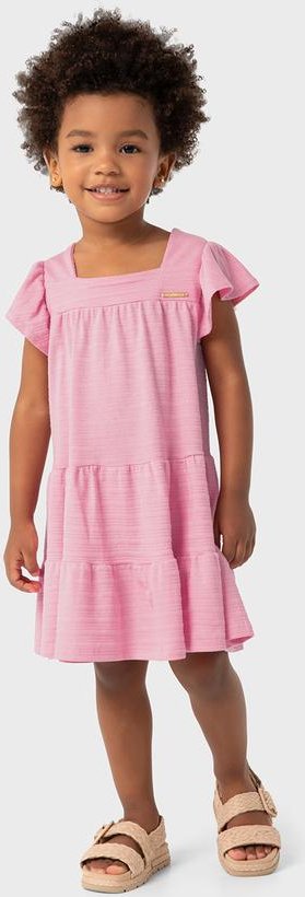 Imagem principal Vestido Rosa Evasê Texturizado Carinhoso Carinhoso