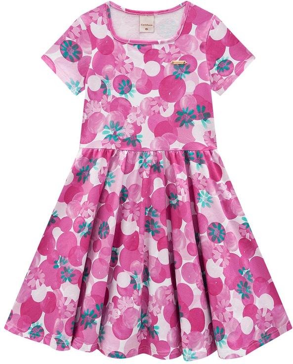 Imagem principal Vestido Rosa Godê Floral Carinhoso Carinhoso