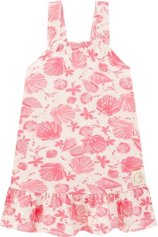 Imagem principal Vestido Rosa Sustentável Evasê Conchas Carinhoso Carinhoso