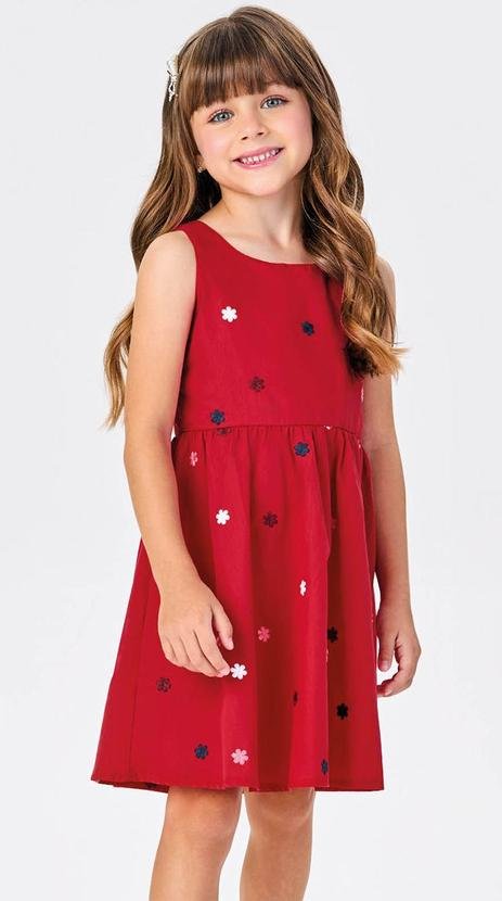 Imagem principal Vestido Tricoline Bordado Florzinhas Vermelho Trick Nick Trick Nick
