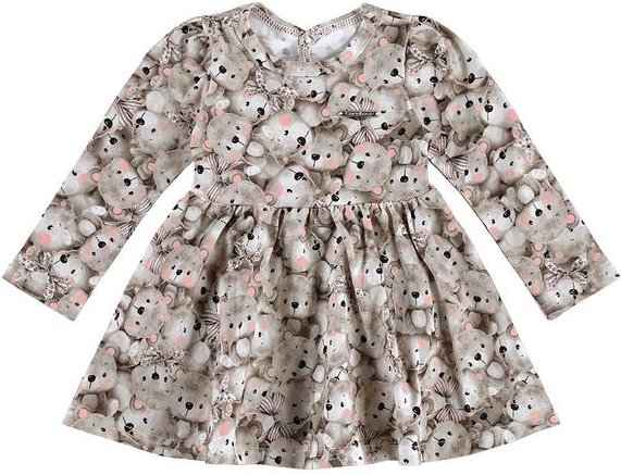 Vestido Ursinhos Godê Bege