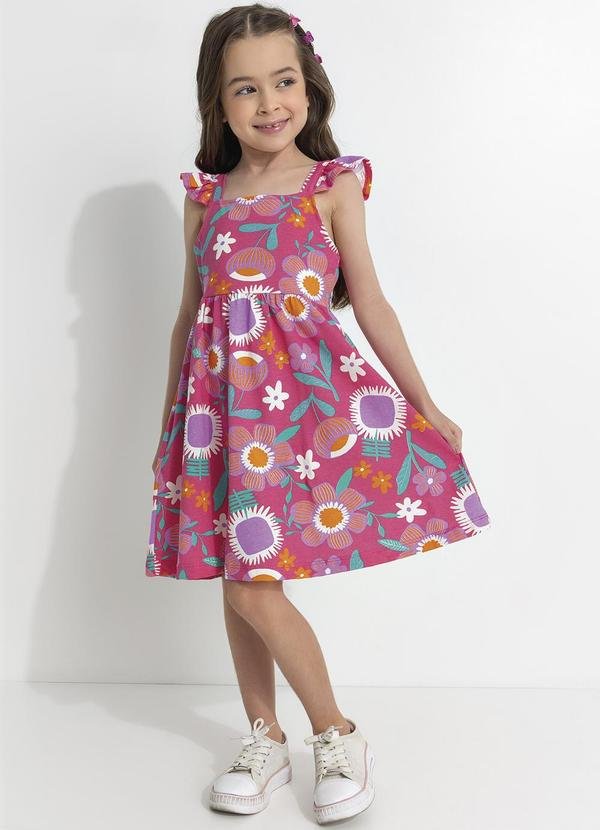 Imagem principal Vestido Infantil Flores Rosa Fakini Fakini
