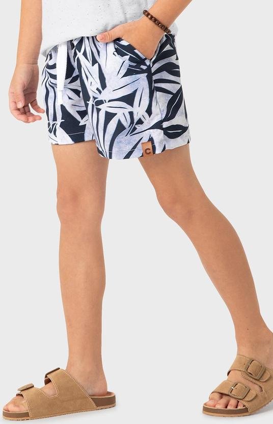 Imagem principal Bermuda Azul Escuro Boardshort Folhagens Menino Carinhoso Carinhoso