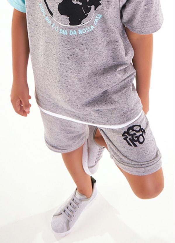 Imagem principal Bermuda Moletom Sustentável Menino Cinza Tigor T. Tigre Tigor T. Tigre