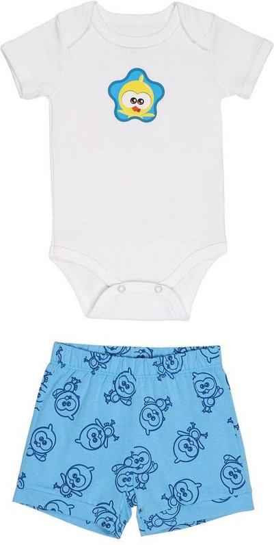 Imagem principal Body em Ribana 1x1 Shorts em Meia Malha Branco Galinha Pintadinha Galinha Pintadinha