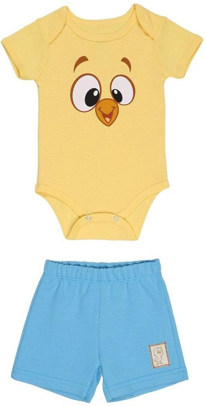 Imagem principal Body em Ribana 1x1 Shorts Moletinho Amarelo Galinha Pintadinha Galinha Pintadinha