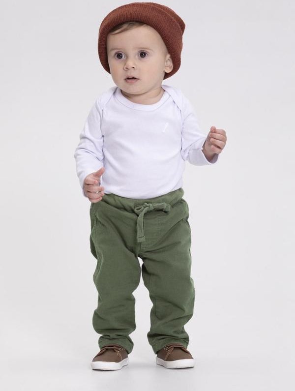 Calça Jogging Menino em Sarja com Elastano Verde