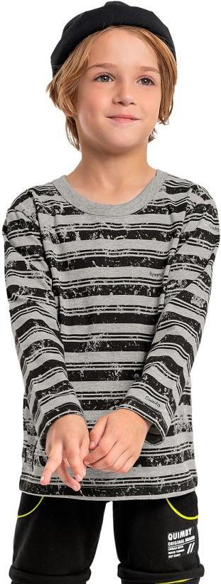 Imagem principal Camiseta Infantil Manga Longa Listrada Cinza Quimby Quimby