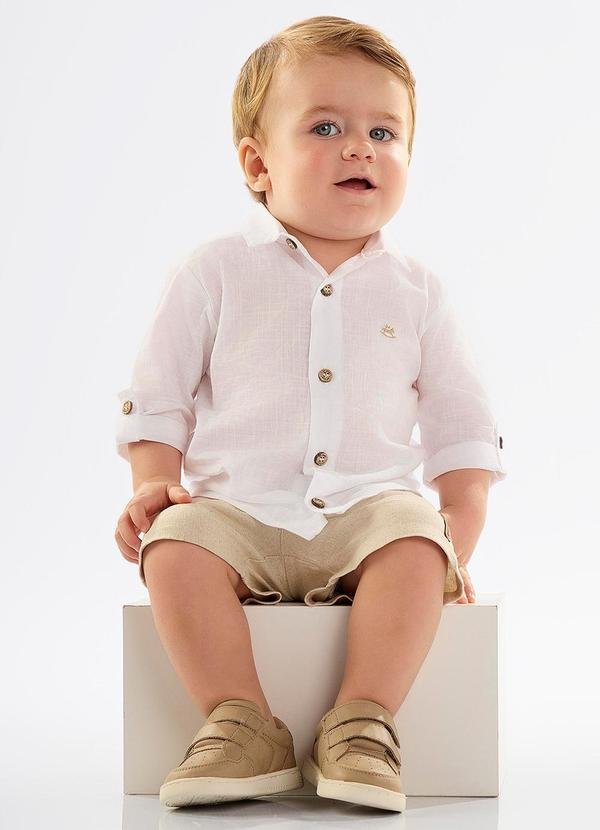 Imagem principal Camisa Bebê Menino em Tecido Voil Branco Up Baby Up Baby