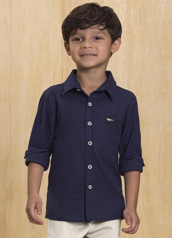 Imagem principal Camisa Infantil Manga Longa em Tricoline Azul Ioluig Ioluig