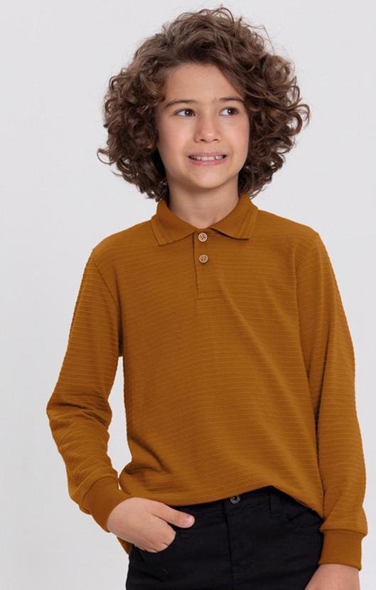 Imagem principal Camisa Polo em Malha Texturizada Laranja