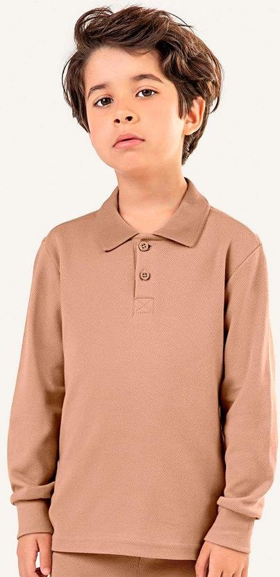 Imagem principal Camisa Polo Infantil Menino Manga Longa Marrom Colorittá Colorittá