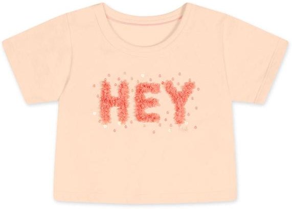 Blusa Cropped Manga Curta Infantil Feminina Bege