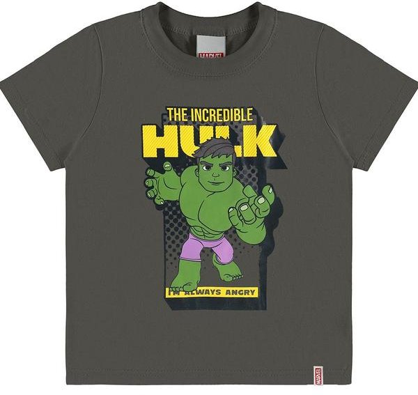 Imagem principal Camiseta Hulk em Puff Menino Cinza Chumbo Malwee Kids Malwee Kids