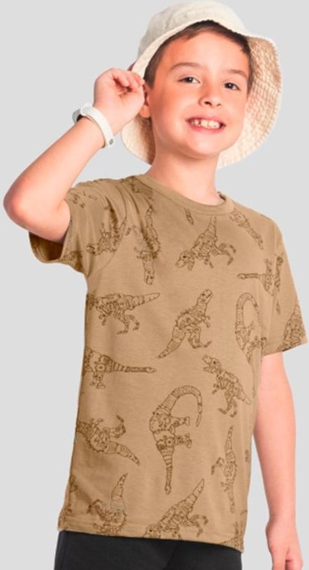 Imagem principal Camiseta Infantil Menino de Dinossauro Marrom Brandili Brandili