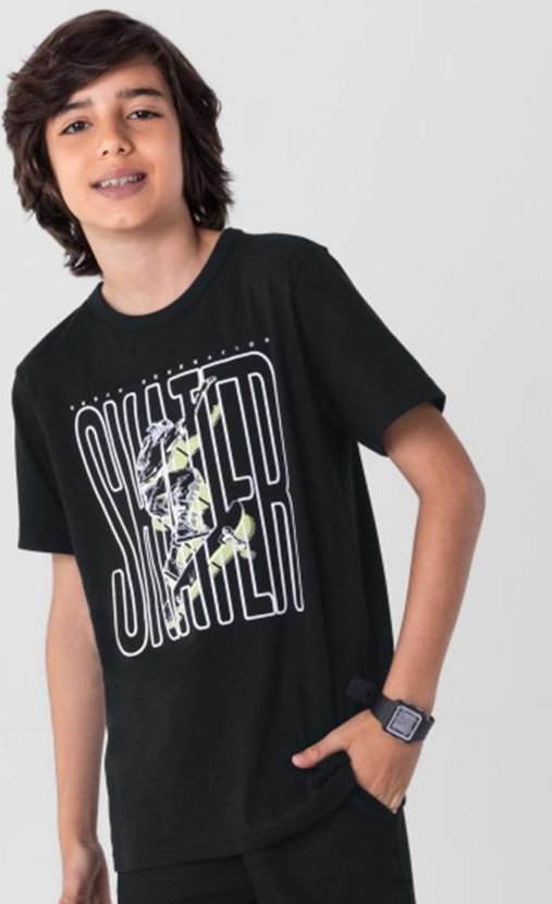 Imagem principal Camiseta Infantil Menino em Malha Preto