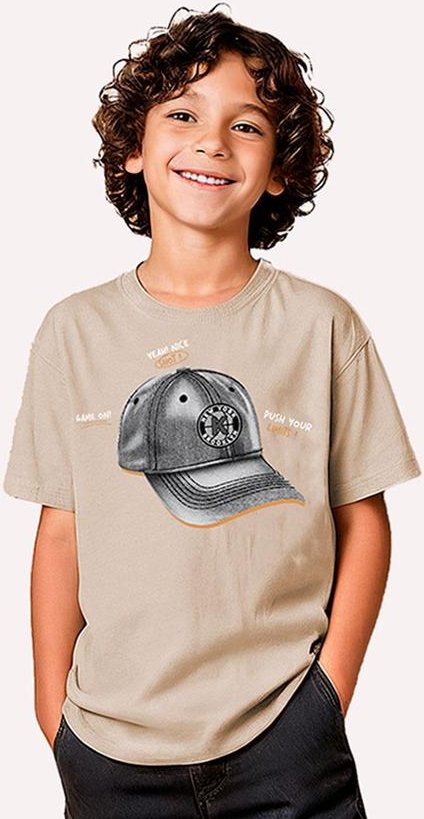 Camiseta Infantil Menino Estampa Bege