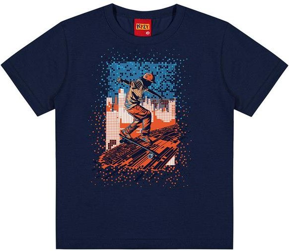 Imagem principal Camiseta Infantil Menino Estampada Azul Marinho Kyly Kyly