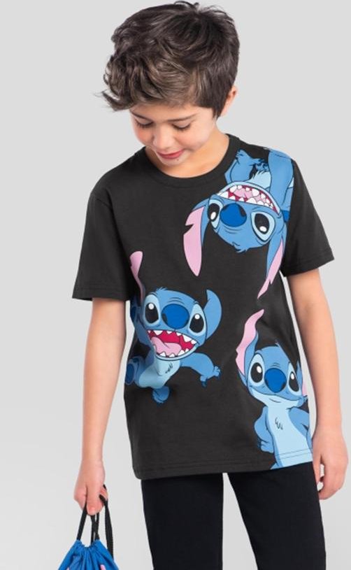 Imagem principal Camiseta Infantil Stitch com Bolsa Cinza Brandili Brandili