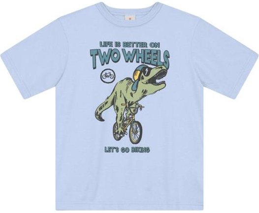 Imagem principal Camiseta Menino de Dinossauro em Malha Azul Brandili Brandili