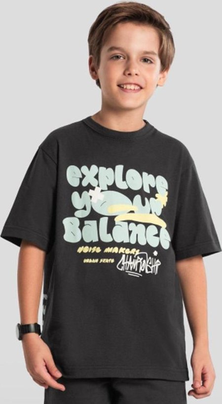 Imagem principal Camiseta Menino de Dinossauro em Malha Cinza Brandili Brandili