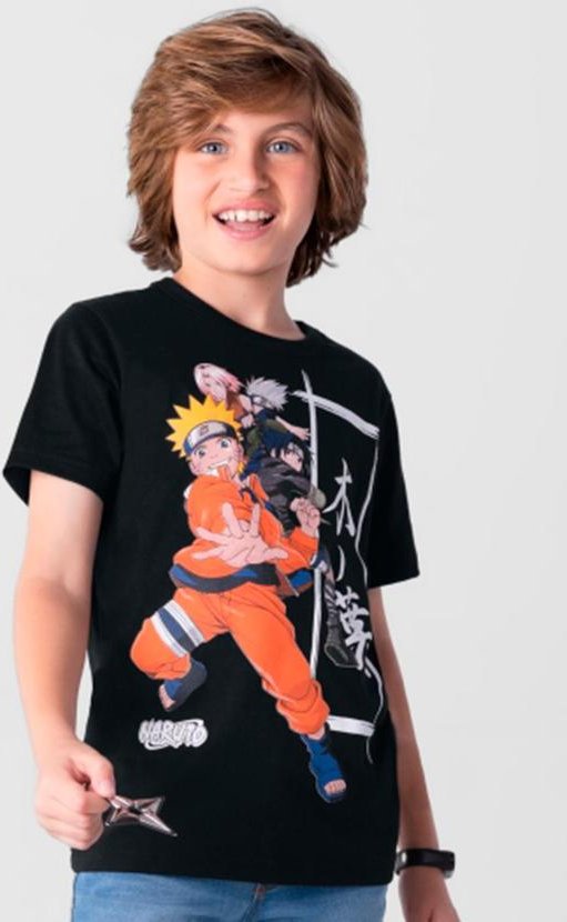 Imagem principal Camiseta Naruto Infantil Unissex Preto Brandili Brandili