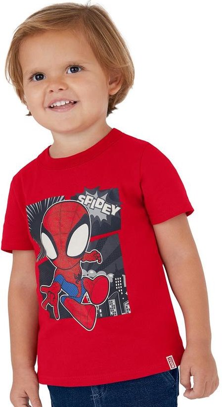 Camiseta Spidey em Puff Menino Vermelho