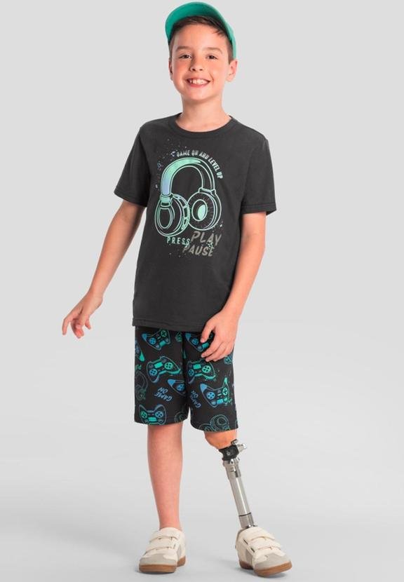 Imagem principal Conjunto Infantil Menino Gamer Cinza Brandili Brandili