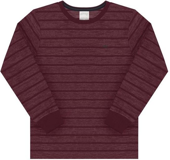 Camiseta com Bordado em Malha Listrada Vermelho