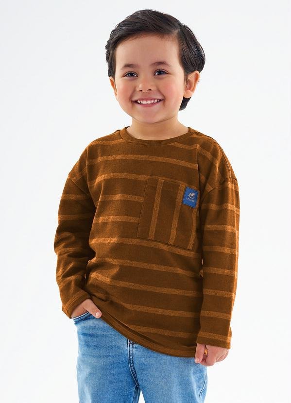 Imagem principal Camiseta Infantil Menina Listrada Marrom Up Baby Up Baby