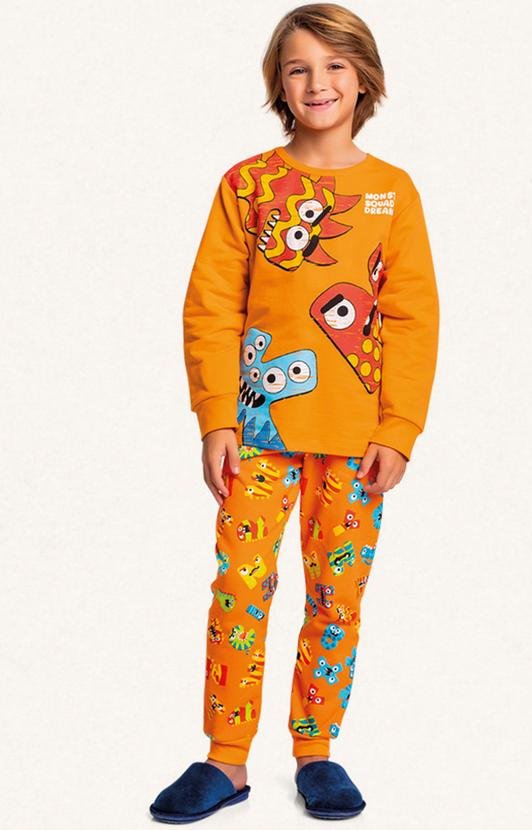 Imagem principal Conjunto Pijama Manga Longa e Calça Laranja Fakini Kids Fakini Kids