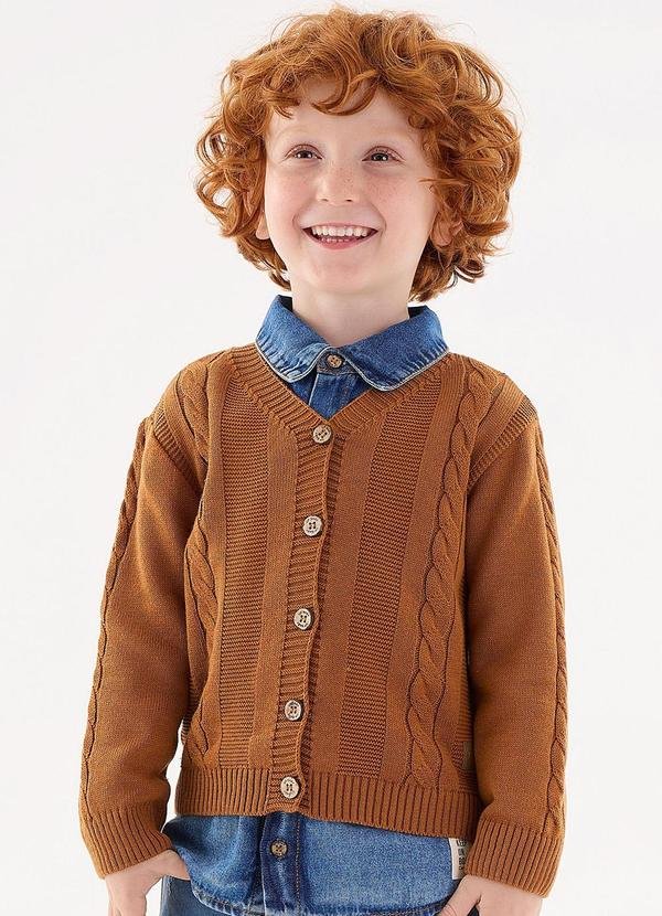 Imagem principal Cardigan em Tricô Infantil Menino Marrom Up Baby Up Baby