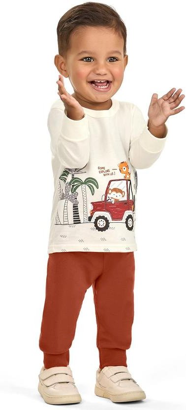 Imagem principal Conjunto Bebê Menino Camiseta Estampada Bege