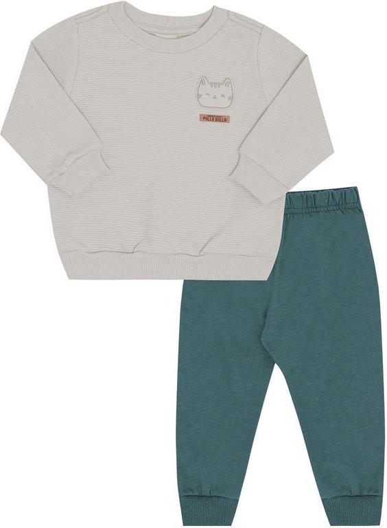 Imagem principal Conjunto Bebe Menino Malha Relevo Cinza Pulla Bulla Pulla Bulla