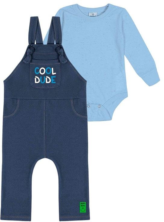 Imagem principal Conjunto Body e Jardineira e Jeans Baby Azul Abrange Abrange