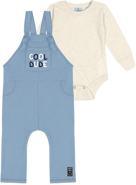 Imagem principal Conjunto Body e Jardineira Jeans Baby Bege Abrange Abrange