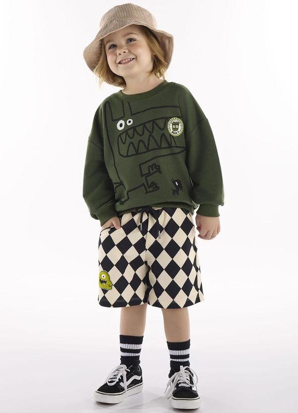 Imagem principal Conjunto com Blusão e Bermuda de Verde Três e Já Três e Já